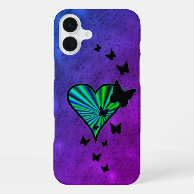 Rainbow Heart and Butterfly iPhone Case (Back)