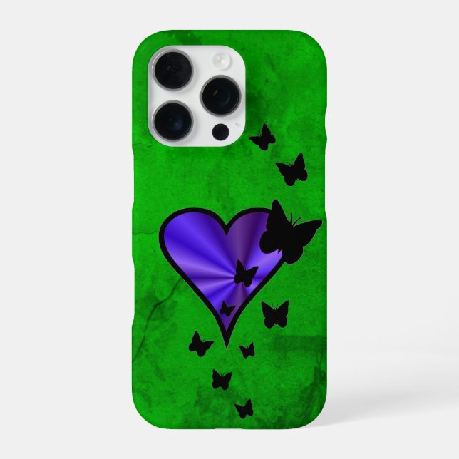 Rainbow Heart and Butterfly iPhone Case (Back)