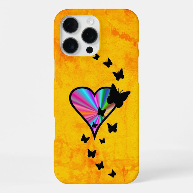 Rainbow Heart and Butterfly iPhone Case (Back)