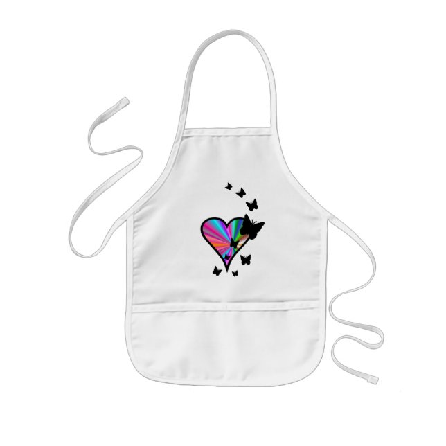 Rainbow Heart and Butterfly Kids Apron (Front)