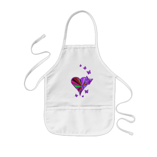 Rainbow Heart and Butterfly Kids Apron (Front)