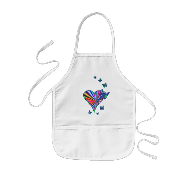 Rainbow Heart and Butterfly Kids Apron (Front)