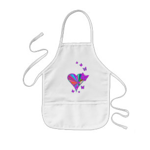 Rainbow Heart and Butterfly Kids Apron