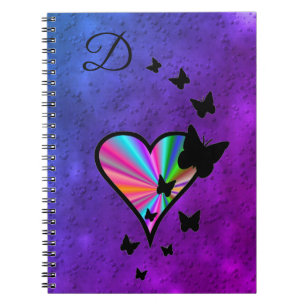 Rainbow Heart and Butterfly Make Your Own Monogram Notebook