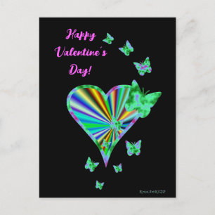 Rainbow Heart and Butterfly Postcard