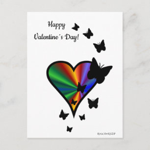 Rainbow Heart and Butterfly Postcard