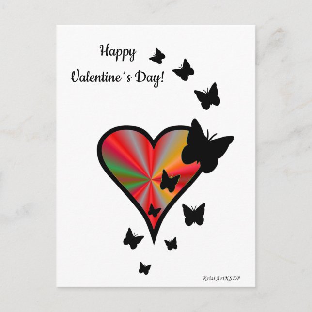 Rainbow Heart and Butterfly Postcard (Front)