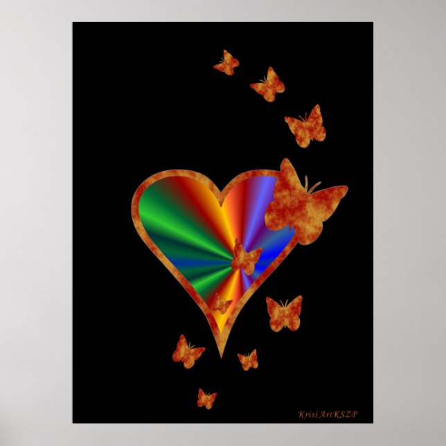 Rainbow Heart and Butterfly Poster (Front)