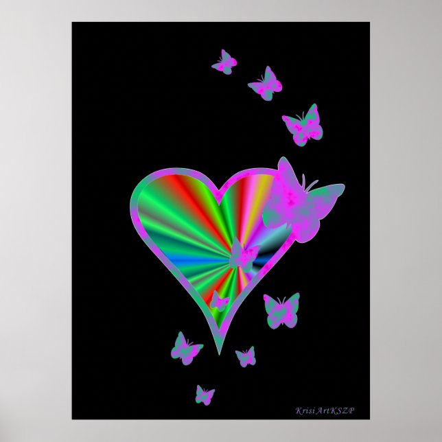 Rainbow Heart and Butterfly Poster (Front)