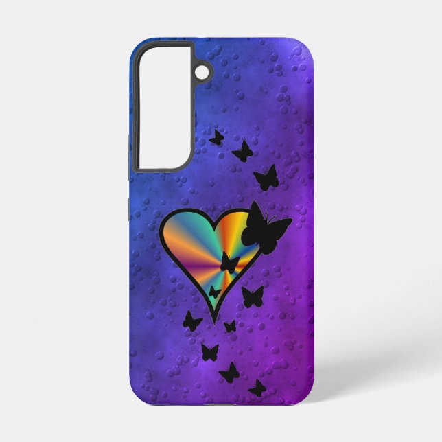 Rainbow Heart and Butterfly Samsung Galaxy S22 Case (Back)