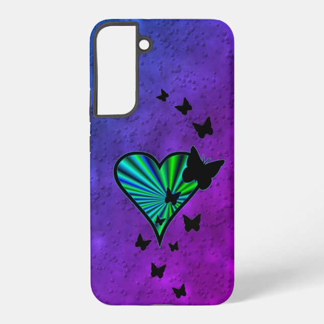 Rainbow Heart and Butterfly Samsung Galaxy S22+ Case (Back)
