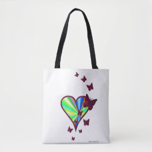 Rainbow heart and Butterfly Tote Bag