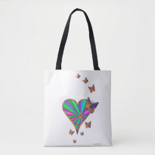 Rainbow heart and Butterfly Tote Bag