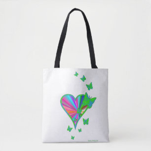 Rainbow heart and Butterfly Tote Bag