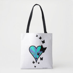Rainbow heart and Butterfly Tote Bag