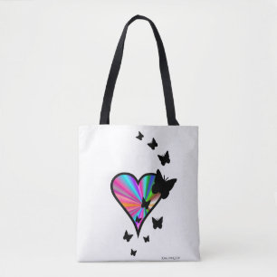 Rainbow heart and Butterfly Tote Bag