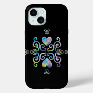 Rainbow Heart and Lily iPhone 15 Case