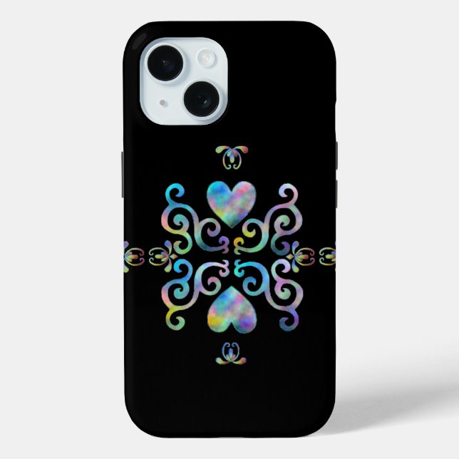 Rainbow Heart and Lily Case-Mate iPhone Case (Back)