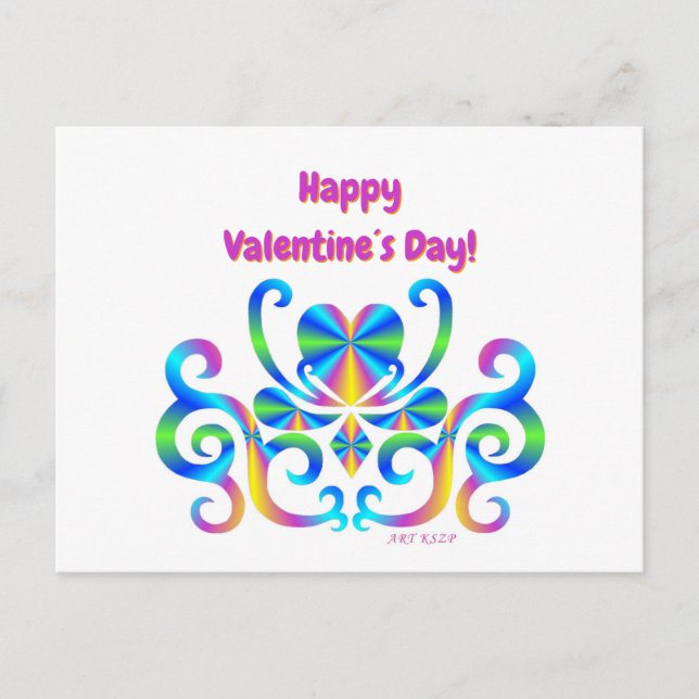 Rainbow Heart and Lily Holiday Postcard (Front)