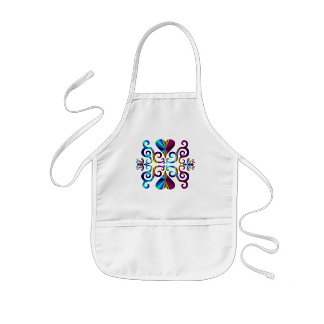 Rainbow Heart and Lily Kids Apron (Front)
