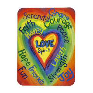 Rainbow Heart Art Inspirational Fridge Magnets