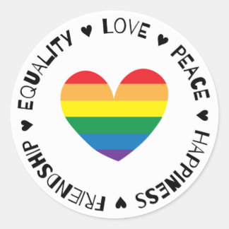 Rainbow Heart Badge v2 Classic Round Sticker