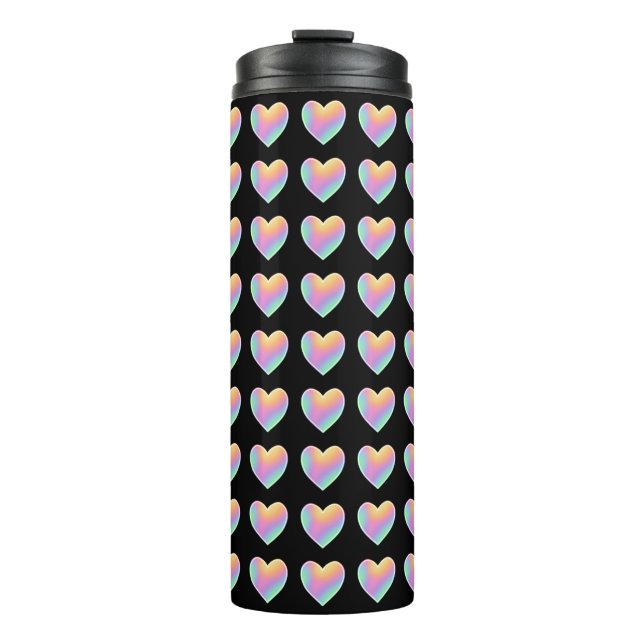 Rainbow Heart Black Thermal Tumbler (Front)