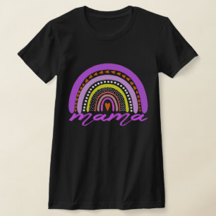 Rainbow Heart Boho Doodle Mama T-Shirt. T-Shirt