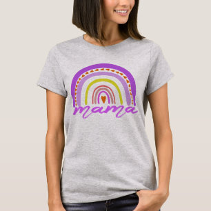 Rainbow Heart Boho Doodle Mama T-Shirt. T-Shirt
