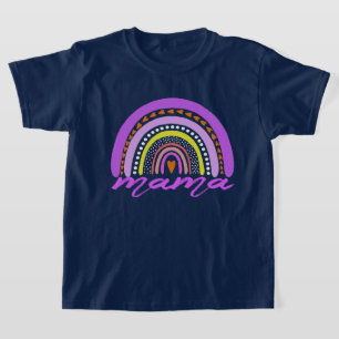 Rainbow Heart Boho Doodle Mama T-Shirt. T-Shirt