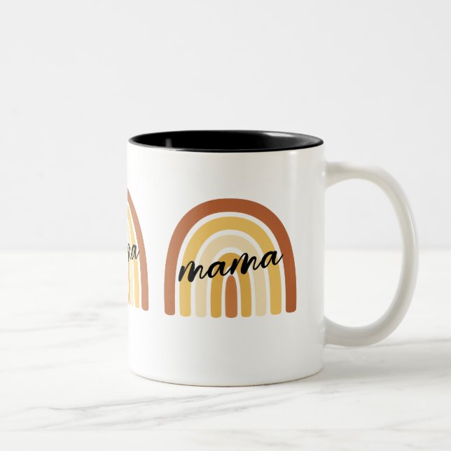 Rainbow Heart Boho Doodle Mug. Two-Tone Coffee Mug (Right)
