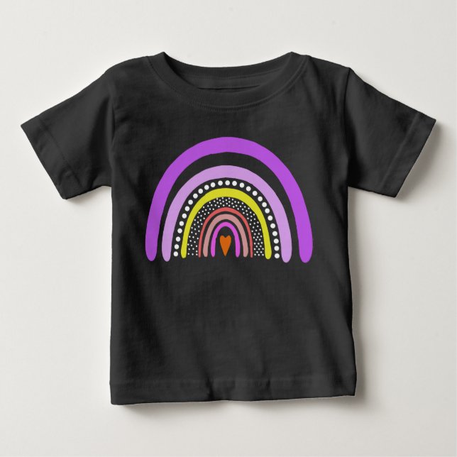 Rainbow Heart Boho Doodle T-Shirt (Front)
