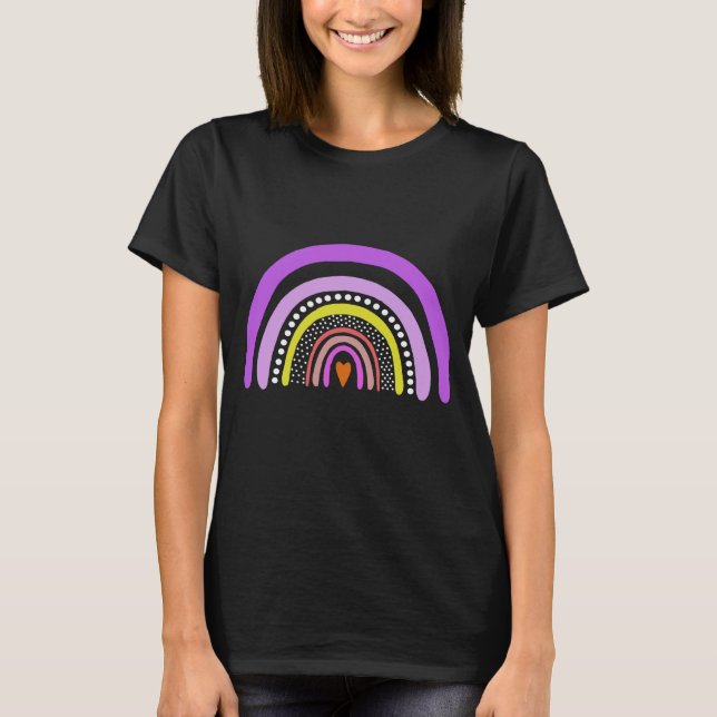 Rainbow Heart Boho Doodle T-Shirt (Front)
