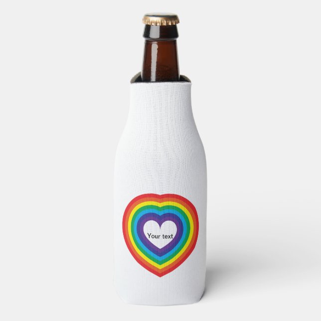 Rainbow heart bottle cooler (Bottle Front)