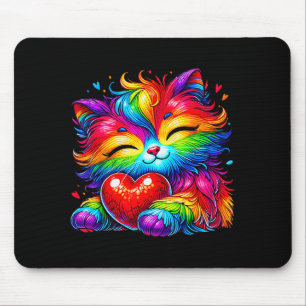 Rainbow Heart Cat, Cute Valentines Day For Kids Bo Mouse Pad