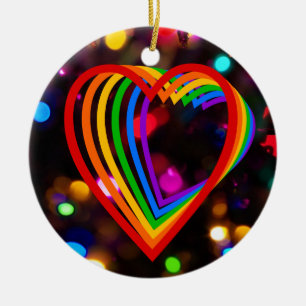Rainbow Heart Ceramic Tree Decoration