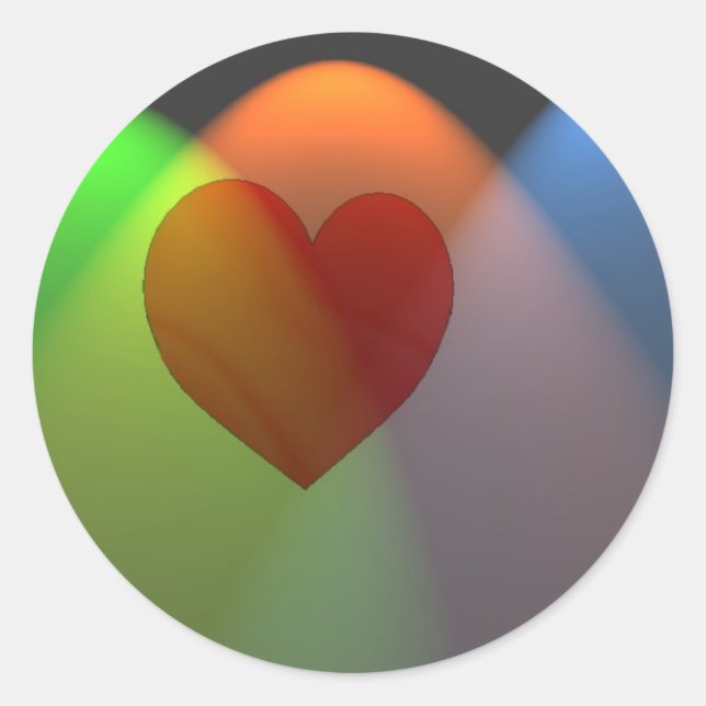 Rainbow Heart Classic Round Sticker (Front)