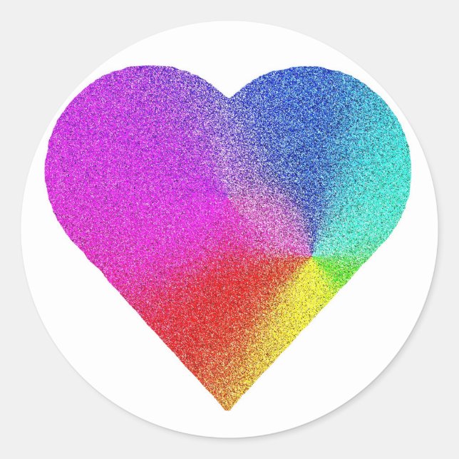 Rainbow Heart Classic Round Sticker (Front)