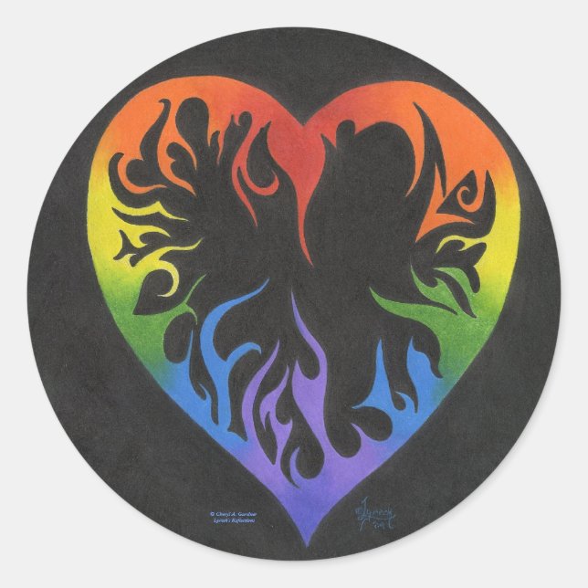 Rainbow Heart Classic Round Sticker (Front)