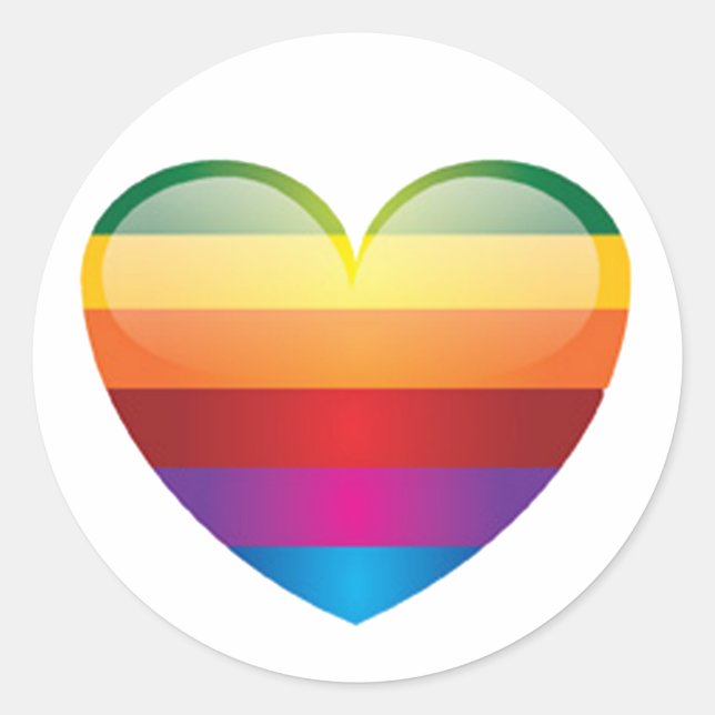 Rainbow Heart Classic Round Sticker (Front)