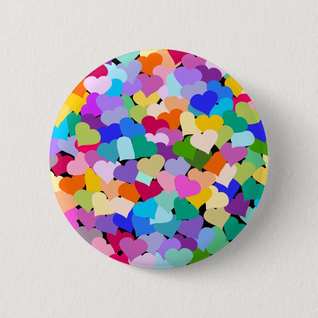 Rainbow Heart Confetti 6 Cm Round Badge (Front)