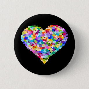 Rainbow Heart Confetti 6 Cm Round Badge