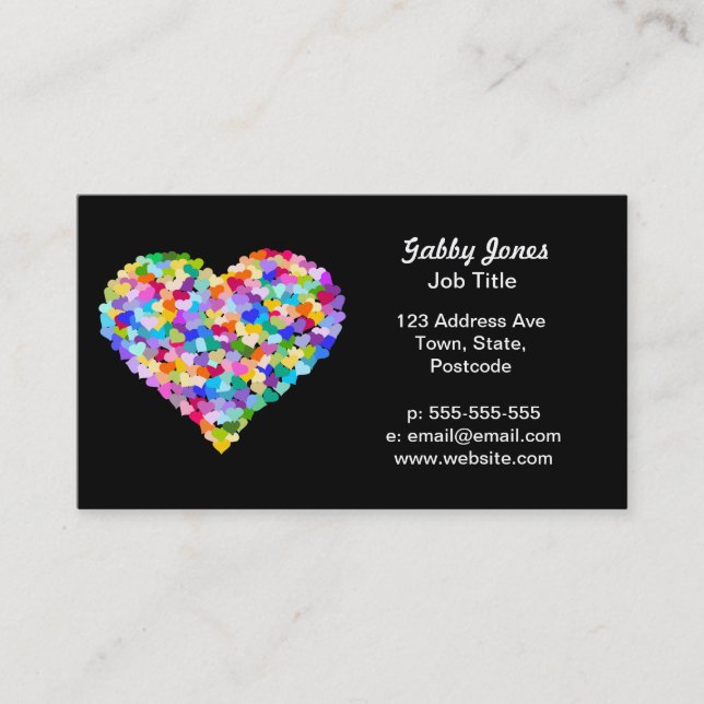 Rainbow Heart Confetti Business Card (Front)
