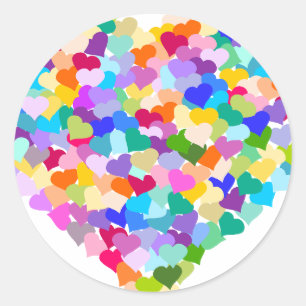Rainbow Heart Confetti Classic Round Sticker