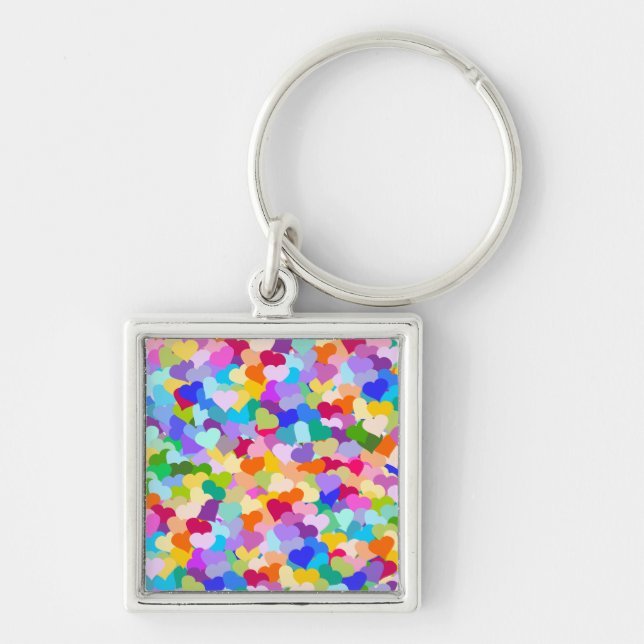 Rainbow Heart Confetti Key Ring (Front)