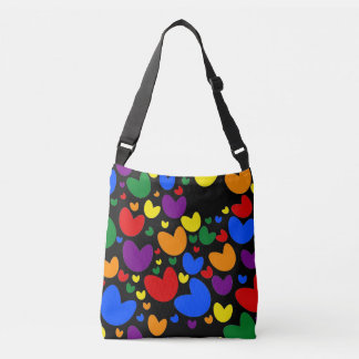 Rainbow Heart Confetti Pattern Cross Body Tote Bag