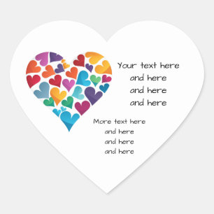Rainbow Heart, Customize With Your Own Text, Heart Sticker