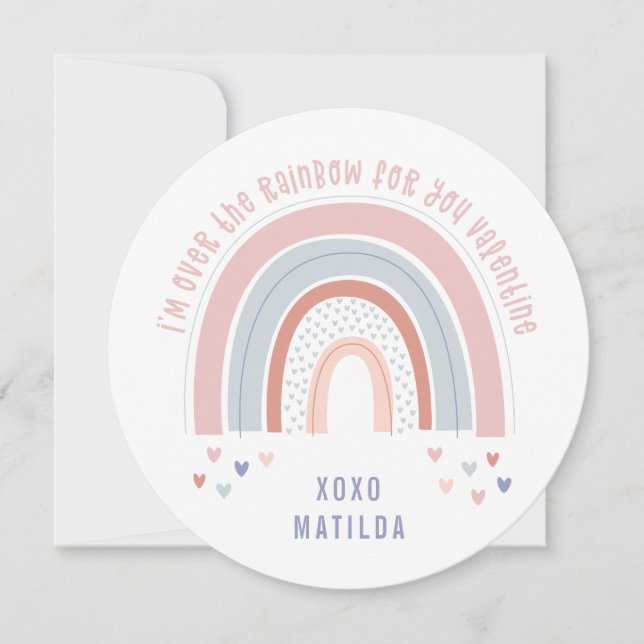 Rainbow heart cute classroom valentine (Front)