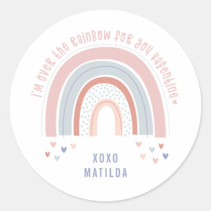Rainbow heart cute classroom valentine classic round sticker