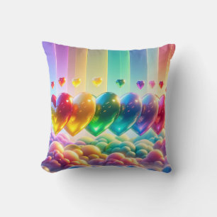 Rainbow Heart Design Cushion